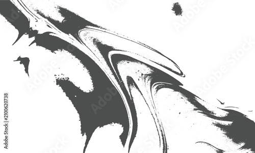 Abstract fluid marble ink spill grunge texture distressed wavy flowing black and white background graphic vector illustration