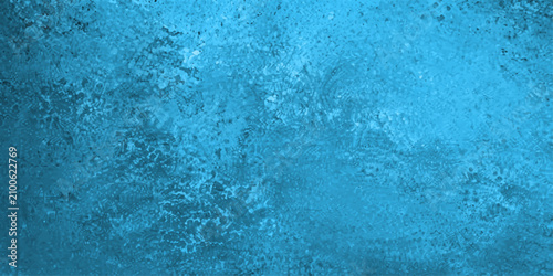 Fényképezés Frozen abstract texture with intricate ice crystal patterns, showcasing a cool, tranquil, and crystalline aesthetic in shades of vibrant blue