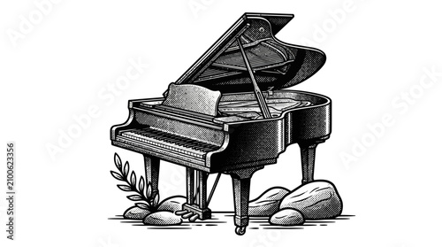 Tableau sur toile Grand Piano Instrument Music Object.