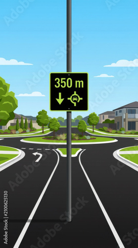 Road Sign Navigation Directions Junction Circular Traffic Flow Guidance
