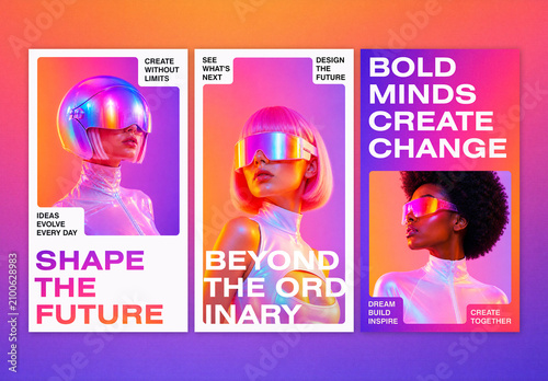 Bold Futuristic Social Media Story Post Template Set