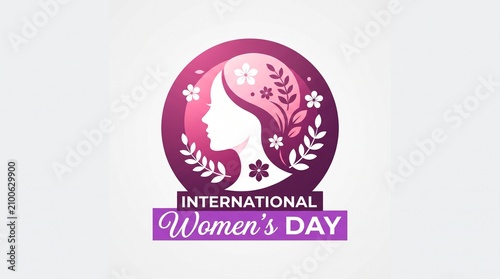 International women's day pink floral logo