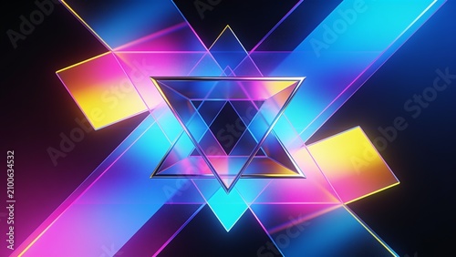 Abstract Digital Geometric Gradient Background with Modern Color Spectrum and Futuristic Design Elements