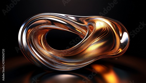 Abstract Liquid Chrome Twist D Metallic Flow Shape