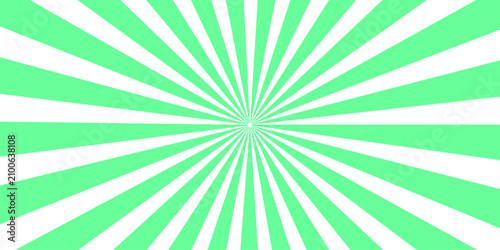 Foto An abstract sunburst pattern of alternating mint green and white stripes radiates outwards from a central point, creating a dynamic and vibrant visual effect