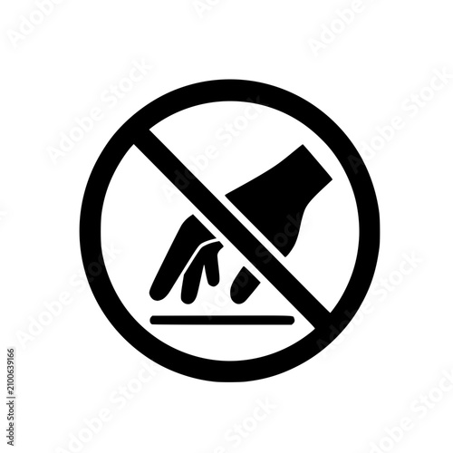 Do Not Touch Warning Sign Vector, Hand Prohibition Circle Icon