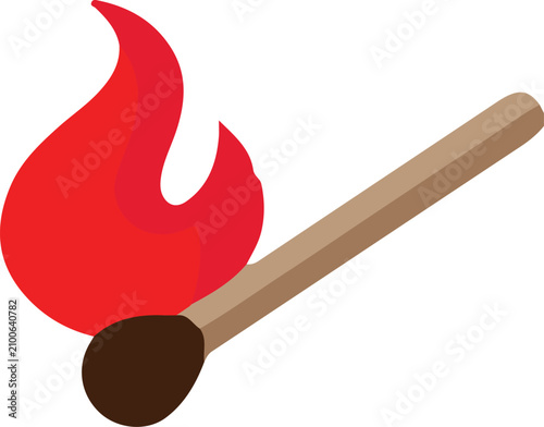 Foto Matchstick with burning red flame tip.