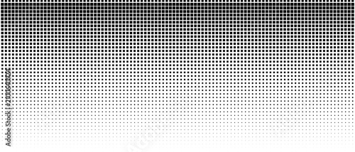 Abstract black and white halftone square grid background with seamless repeating pattern, smooth gradient transition, modern geometric wallpaper.