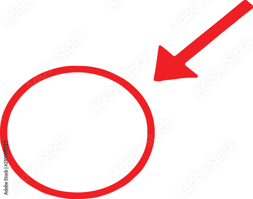 Obraz na płótnie Red circle with arrow pointing.