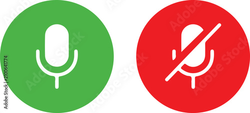 Fotografía Microphone and mute icons.