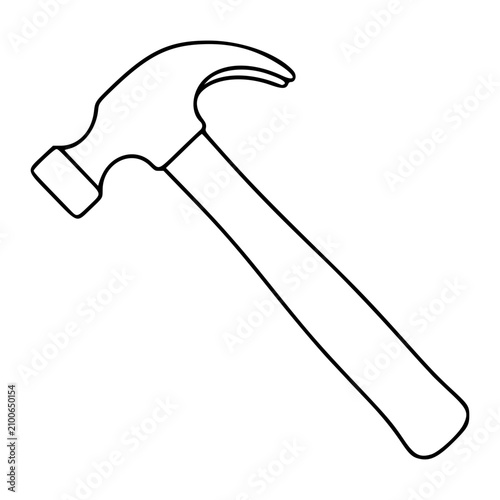 Classic claw hammer hand-traced vector icon illustration with clean minimalist black outline design for carpentry and construction tool graphics