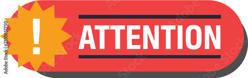 Attention sign with starburst and exclamation point flat vector illustration