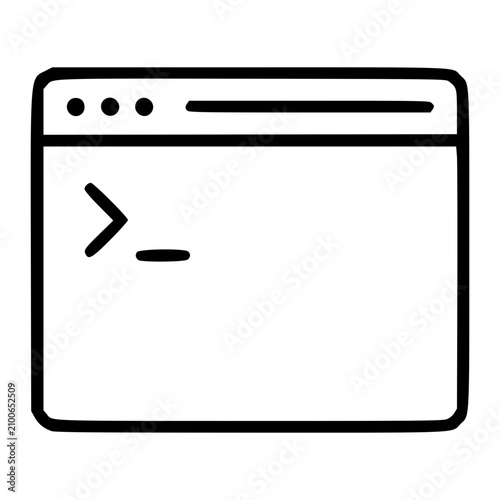 Photos Clean hand-drawn minimalist vector icon illustration of a computer terminal wind