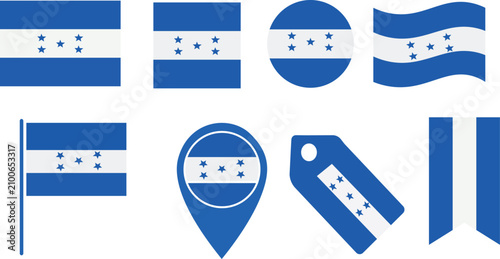 Foto Honduras Flag Vector Icon Set with National Flag of Honduras in Various Shapes l