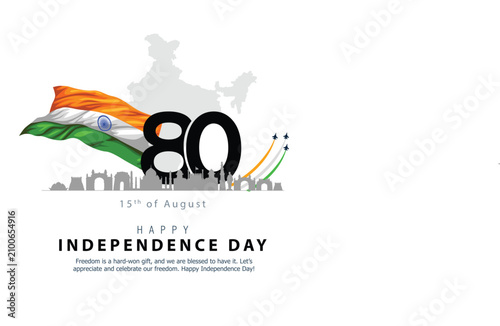 15th august happy independence day India 80 years logo greetings. abstract vector illustration design.