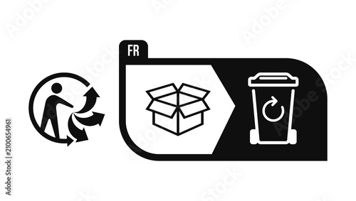 Triman Logo for the recycling of box in France black vector SIGN