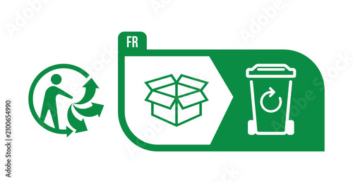 Triman Logo for the recycling of box in France Green Vector Sign