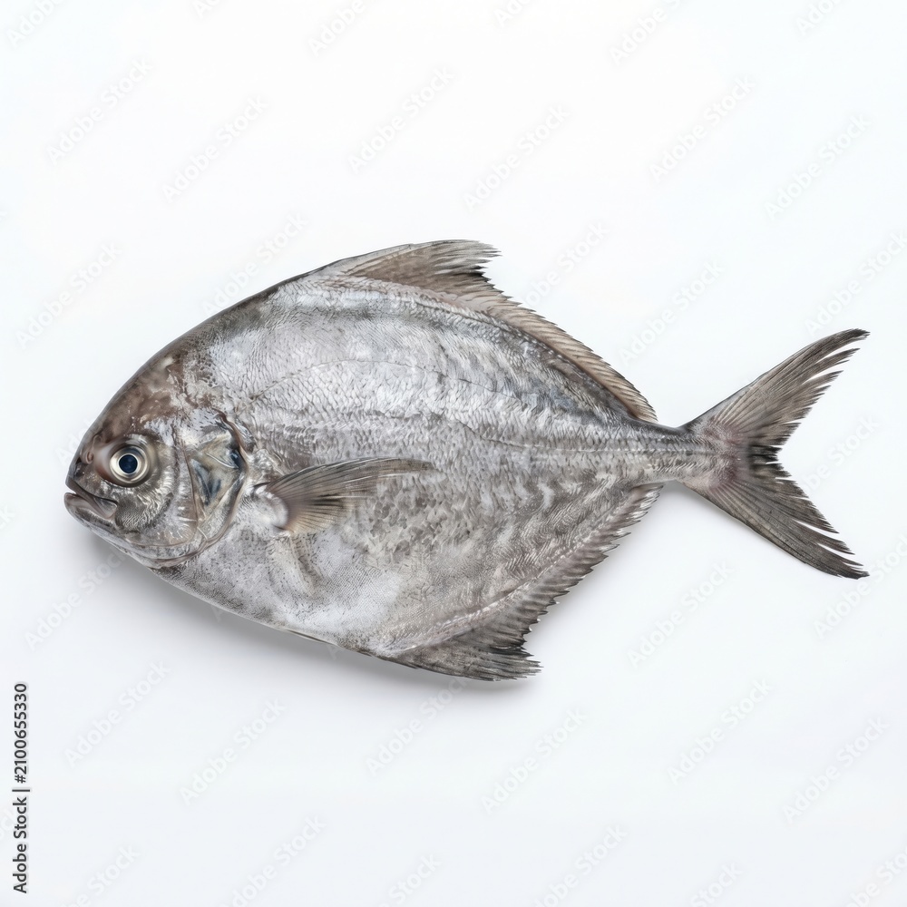 Fototapeta premium Fresh Pomfret Seafood Isolated on White Background