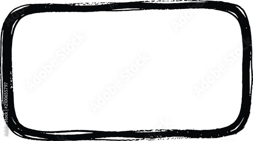Quadro su tela Black hand drawn grunge rectangle border frame brush stroke element isolated on transparent background