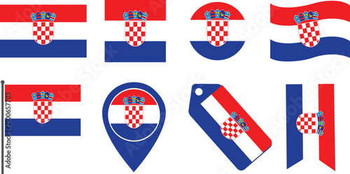 Принти на полотні Set of Croatia national flag icons in different shapes including square, circle,