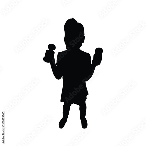 Black silhouette of fisherman catching a fish, angler with bent fishing rod and jumping bass, outdoor sport fishing vector illustration on white background