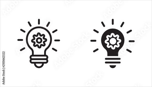 Creative light bulb icon set, collection in multiple outline styles. Perfect for innovation, brainstorming, creativity, business ideas, startup concepts, education, and inspiration.