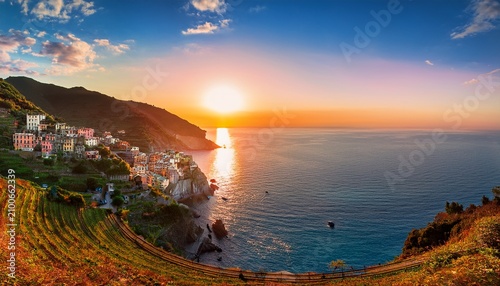 Golden Sunset Above Corniglia Cinque Terre