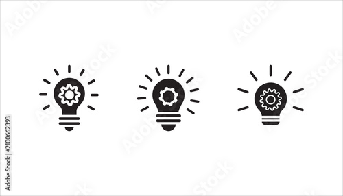 Creative light bulb icon set, collection in multiple outline styles. Perfect for innovation, brainstorming, creativity, business ideas, startup concepts, education, and inspiration.