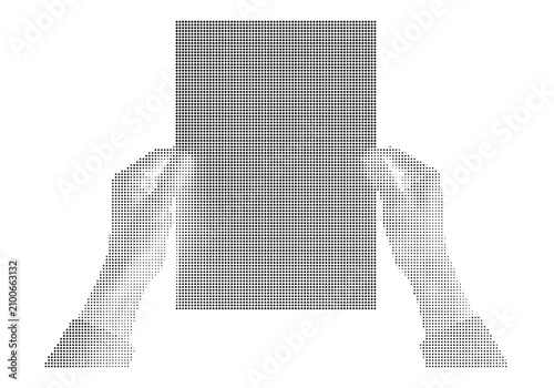Quadro em tela Halftone style silhouette of two hands holding up rectangular frame isolated on white