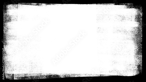 Frame border designed with black and white stroke brush grunge texture as abstract distress background layout. Hand drawn bold paint edge element for banner isolated decoration graphic clip art.