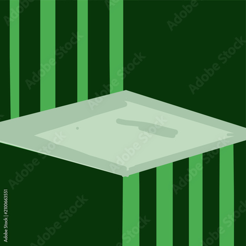 Billede på lærred Minimalist green geometric 3D podium with a vertically striped background