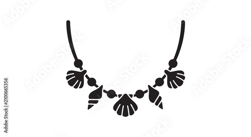 Foto Necklace With Floral Elements Black Silhouette jewelry
