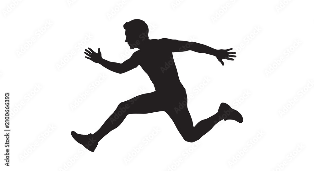 Fototapeta premium Running man in mid stride black silhouette