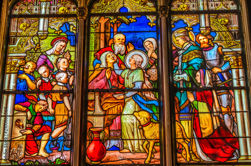 Saint Genevieve Healing  Stained Glass Saint Severin Church Paris France