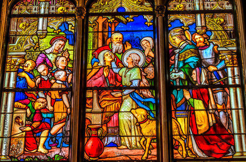 Saint Genevieve Healing  Stained Glass Saint Severin Church Paris France
