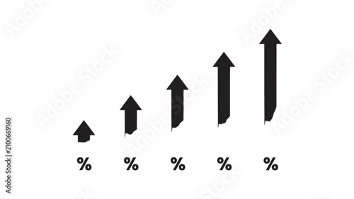 Growth and upward trend percentage icons