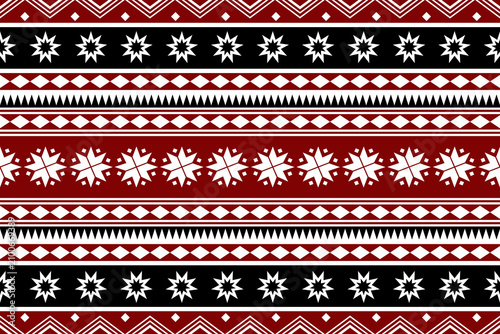 Traditional Fair Isle Winter Snowflake Geometric Design
