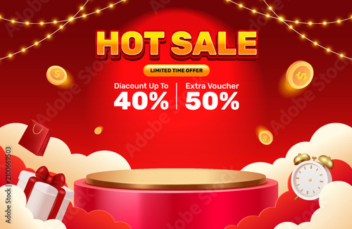 Hot sale promotion event horizontal banner