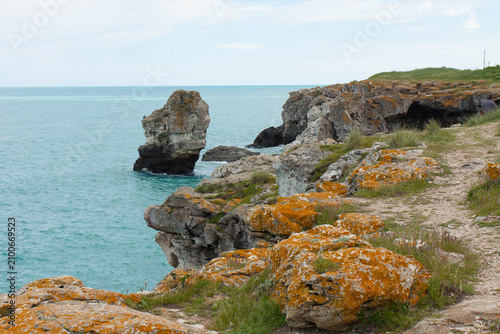 Beautiful rocks on seashore in village Tulenovo in Bulgaria