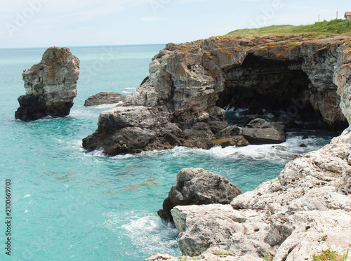 Beautiful rocks on seashore in village Tulenovo in Bulgaria
