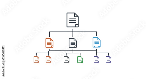 Quadro su tela File Organization Hierarchy Diagram Icons.