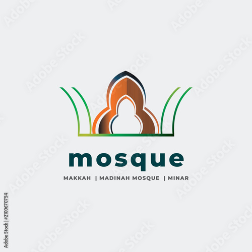 Mosque Minar and Prayer Logo