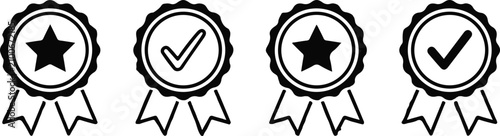 Fotografía Icon sat collection premium quality star and check mark seal icons for recogniti