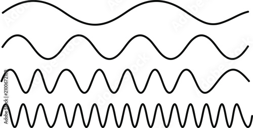 Schilderij op canvas Icon sat collection black wave line set sine wave variations for data visualizat
