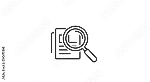 Obraz na płótnie Magnifying glass on document icon.