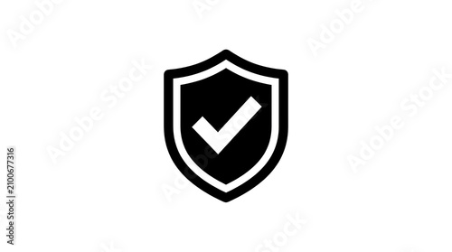 Black shield icon with white checkmark