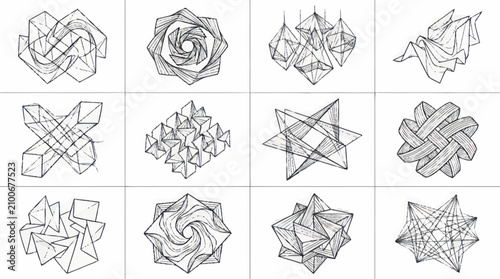 Canvastavla Twelve intricate geometric line art designs collection.