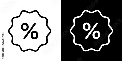 Konstfotografi Percentage badge icon with wavy border, for discount label, sale offer, and prom
