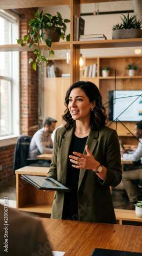 Confident Woman Presenting Ideas In A Modern Office Meeting Setting
