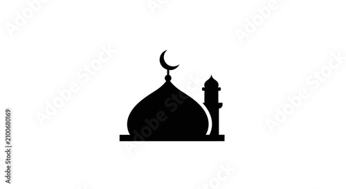 Schilderij op canvas Black silhouette of a mosque.
